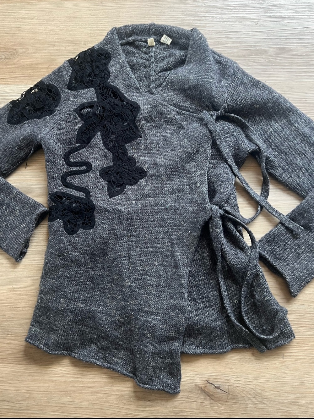MOTH/Anthropologie Wool-Blend Wrap Sweater • SM